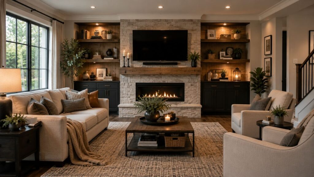 Living Room With Fireplace and TV: Design Ideas That Work